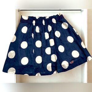 HOLLISTER navy blue/white polka dot mini skirt fully lined XS